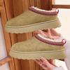 Botas de Nieve Estilo Étnico para Mujer, Nuevos Zapatos de Algodón Cálido de Terciopelo de Invierno, Zapatos de Media Piel con Puntera Redonda, Pantuflas de Algodón Retro para Usar en Exteriores