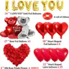 Set de Globos para Ambiente del Día de San Valentín Set de Globos Dobles de Oso y Corazón Set de Globos Decorativos de Película de Aluminio Iloveyou