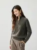 Suéter de cachemira grueso de punto trenzado con cuello alto y media cremallera estilo perezoso de siete hilos para mujer, jersey de punto, tejido cálido