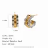 Pendientes de Acero Inoxidable Estilo Hip Hop INS Transfronterizos Europeos y Americanos Acero de Titanio Chapado en Oro de 18K Sensación de Alta Gama Textura de Correa Metálica Ear Cuff para Mujer