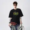 Camiseta Masculina de Algodão Puro Estilo Americano com Gola Redonda e Manga Curta, Verão 2026 Solta Casual Tendência Marca Par de Meia Manga