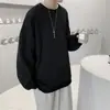 Suéter masculino de primavera gola redonda cor sólida estilo Hong Kong solto estilo estudante estilo coreano versátil estilo preguiçoso suéter da moda