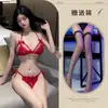 Lencería Sexy, Conjunto de Sujetador y Bragas de Encaje Sexy de Tres Puntos para Mujer, Tentación Transparente, Deseo Puro, Pijamas para Mujer, Tentación Sensual