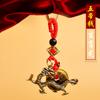 Llavero de Latón Estilo Chino 3D de los Doce Animales del Zodiaco con Cuerda Roja, Colgante de Amuleto Dios Guardián y Moneda de los Cinco Emperadores