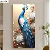 Pintura Decorativa Moderna de Lujo Ligero de Pavo Real Rica y Auspiciosa para Recibidor Directamente Frente a la Puerta Pintura de Pared Sencilla y Grandiosa de Fénix para Pasillo