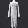 11660 Amazon Transfronterizo Nuevo Producto Vestido Sexy de Manga Larga con Retazos Adelgazante de Cintura Estilo Europeo y Americano