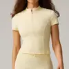 Tops de Manga Curta para Yoga Lulu Estilo Igual para Mulheres, Secagem Rápida, Respiráveis, Ajustados ao Corpo Camisetas para Esportes ao Ar Livre, Roupas para Corrida, Fitness, Tênis