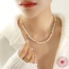 Cadena para Clavícula de Perla de Agua Dulce Rueda de la Fortuna Irregular Acero de Titanio Temperamento Personalizado Exquisita y Elegante Collar de Perla para Mamá