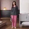 Pijama Feminino Primavera e Outono Algodão Puro Manga Longa 2026 Novo Estilo Todo Algodão Pulôver Tamanho Plus Pode Ser Usado Fora Conjunto de Roupa de Casa Todo Algodão