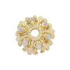 Acessórios de joias diy flor de miçangas feita à mão suporte para flores banhado a cobre ouro real cravejado zircônia tampa de flor suporte de contas fábrica atacado direto