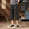 Pantalones de Hilo de Hielo de Siete Puntos para Hombre, Verano Delgado, Holgado, Recto, Casual, para Adolescentes, Multibolsillos, Pantalones Cargo para Hombre