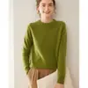 Suéter de Gola Redonda 100% Caxemira Outono e Inverno Novo Feminino Solto com Efeito Emagrecedor Camisa Base Suéter de Gola Alta Curto Versátil