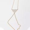 Nuevos productos transfronterizos, cadena de pecho triangular de rejilla, tendencia de temperamento europeo y americano, accesorios de cadena corporal con diamantes de imitación, cadena corporal