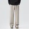 Ropa de Hombre Fengshe / 2026 Otoño-Invierno Nuevos Pantalones Casuales de Imitación de Piel de Vaca para Hombre Estilo Americano Sueltos Rectos Elásticos Pantalones Casuales