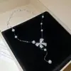 Belleza Llora~ Collar de Perlas con Lazo de Circonia Súper de Hada, Cadena para Clavícula de Lujo Ligero de Nicho, Dulce Accesorio para el Cuello