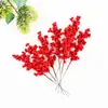 Galhos Artificiais de Cranberry Vermelho Embalados Popularidade Transfronteiriça Atacado de Fábrica Acessórios de Decoração de Natal Espetos de Frutas Vermelhas Simuladas