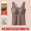 Chaleco cálido de otoño e invierno para mujer de lana y seda con cuello redondo, almohadilla fija en el pecho, forro polar de terciopelo sin costuras para interior