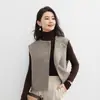 Nuevo Chaleco de Lana Doble Cara para Mujer Otoño e Invierno 2026, Talla Petite, Cuello en V, Chaleco de Lana Simple y de Alta Gama