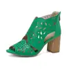 Sandalias Huecas Talladas Estilo Británico Zapatos de Boca de Pez Zapatos de Tacón Grueso 40-48 Tallas Grandes Zapatos de Comercio Exterior para Mujer