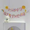 Estrelas de Desenho Animado, Sol, Nuvens, Letras de Feliz Aniversário, Bandeirola, Decorações de Parede de Fundo para Festa de Aniversário Infantil