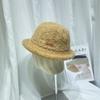 Sombrero de Pescador de Etiquetado de Terciopelo de Cordero Lindo de Estilo Japonés para Mujer Otoño e Invierno Cálido Grueso Gorro Rizado Cara Pequeña Casual Sombrero de Copa