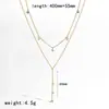 Collar transfronterizo de acero inoxidable de lujo ligero de alta gama incrustado con diamantes, versátil para el trabajo, cadena en V para la clavícula, cadena de suéter de acero de titanio