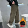 Calças Quentes de Lã Forradas para Meninos Outono e Inverno Roupas Infantis Estilosas Calças Casuais da Moda para Meninos Mais Velhos