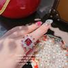 Anillo Brilliant Rouge Copo de Nieve Rubí Diseñador Chapado Oro 18K Cristal Zircón Púrpura Tansan Multicorte