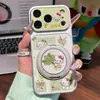 Funda para Teléfono con Soporte Forma de Gato Hoja de Toronja Adecuada para iPhone 16 Pro Max y Funda para Teléfono Apple 17, Funda de Transformación Instantánea Galvanizada