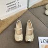 Sapatos Femininos Elegantes de Bico Redondo e Boca Rasa, Novos Sapatos de Uma Sola com Tira Única de Salto Baixo Estilo Vovó para Primavera e Outono de 2026, Sapatos de Uma Sola Estilo Fada