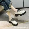 Celebridade da Internet Plataforma Explosiva Plataforma Sapatos de Camada Única Sapatos de Couro Preto Sapatos Pequenos de Couro Femininos Estilo Britânico Retrô Sapatos Loafer Versáteis