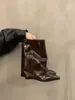 Botines de Tacón Alto Estilo Chica Picante para Mujer 2026 Otoño/Invierno Nuevos Botines Cortos de Tacón de Cuña Punta Fina Caña Media Moda Retro Botas Vaqueras