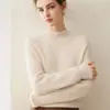 Suéter 100% cachemir para mujer, otoño e invierno, cuello semialto, corte holgado, color liso, suéter base de punto