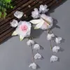 Atmósfera Super de Hada, Pasador de Flor Rosa Puro y Deseable, Accesorio para el Cabello con Borla de Flor Fresca para Permanente, Nuevo Adorno para el Cabello Elegante Estilo Chino Hanfu