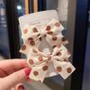 2 horquillas con lazo de oso blanco leche para niña, lindas pinzas laterales de Corea del Sur, pinzas para el cabello con cabeza rota en la parte posterior, accesorios para el cabello