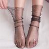 Calcetines de Malla Transparente de Verano, Calcetines Delgados de Hada Estrellada, Adultos y Niños, Sin Talón, Calcetines Caídos hasta la Mitad de la Pantorrilla, Ultra Delgados