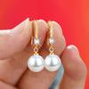 Joyería transfronteriza Aretes simples europeos y americanos con colgante de gota de agua y perlas ovaladas para novia y dama de honor, venta directa de fábrica