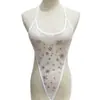 Ropa Interior Sexy Mini Traje de Baño Traje de Baño para Mujer Sexy Copo de Nieve Malla Transparente Conjunto de Bikini de una Pieza 527