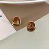 Pendientes geométricos redondos de la serie marrón Maillard, modernos, retro, sencillos y combinables, de alta gama y explosivos para mujer.