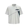Roupa Masculina Beijie 2026 Verão Nova Camiseta de Manga Curta com Costura de Três Agulhas Cinco Fios Marca Moderna Masculina Camiseta de Manga Meia com Blocos de Cor