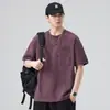 Camiseta Casual Versátil de Algodão com Bambu de Novo Estilo, Manga Curta, Verão Masculina, Solta, Gola Redonda, Bordada, Texturizada