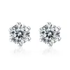 Aretes en vivo para mujer estilo ins amor plata de ley S925 circonita aretes de circonita de seis garras aretes brillantes