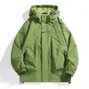 Chaqueta con Caparazón Estilo Bosque Transfronterizo con Bolsillos Laterales Parche 3D Primavera y Otoño Senderismo Montañismo Holgada Repelente al Agua Cortavientos