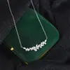 Colar de flor de wisteria em prata pura 999 para mulheres, design de luxo leve de alta qualidade, corrente para clavícula com pingente cravejado de diamantes, corrente de pescoço moderna e versátil