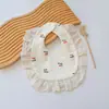 Babetes de Renda com Babados para Bebê, Babetes de Algodão Estampados, Babetes de Renda para Bebê, Babetes Impermeáveis em Formato U, Atacado