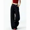 Comercio transfronterizo pantalones anchos petite 2026 tiro alto adelgazantes rectos con caída jeans acampanados para mujer en azul oscuro