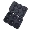 Forma de Gelo de Silicone de Grau Alimentício para Uso Doméstico Preta Caixa de Gelo com Tampa Molde de Bola de Gelo Whisky Liberação Fácil Forma de Gelo de Silicone