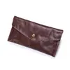 Nova Carteira Vintage Texturizada de Couro Genuíno para Homens, Bolsa de Celular Longa Multifuncional, Bolsa Envelope Clutch de Couro Bovino Curtido Vegetal