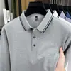 Camiseta de manga larga de algodón puro transfronteriza para hombre, a rayas, holgada, moderna, casual, versátil, tacto de alta gama, cuello con solapa, polo, camiseta para hombre