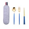 Atacado conjunto de talheres portátil para estudantes hashi de aço inoxidável colher colher para trabalhador de escritório Garfo hashi conjunto de talheres de viagem de três peças